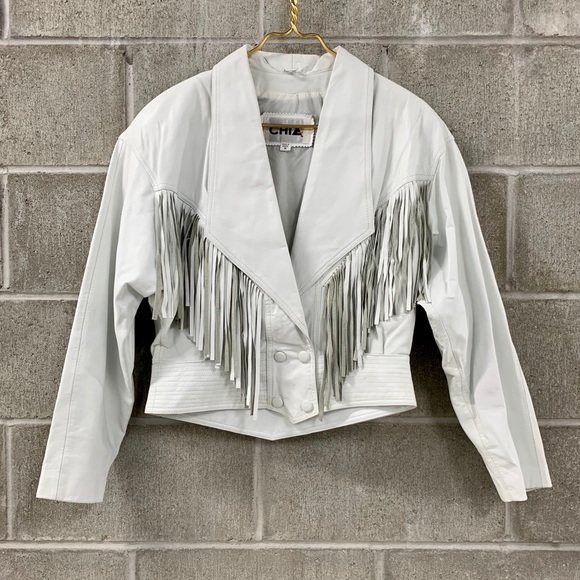 white fringe leather jacket